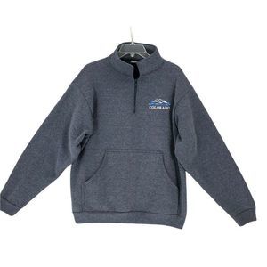 Tipsy Colorado Mens Sweatshirt Large Gray Fleece Quarter Zip Long Sleeve Sweater